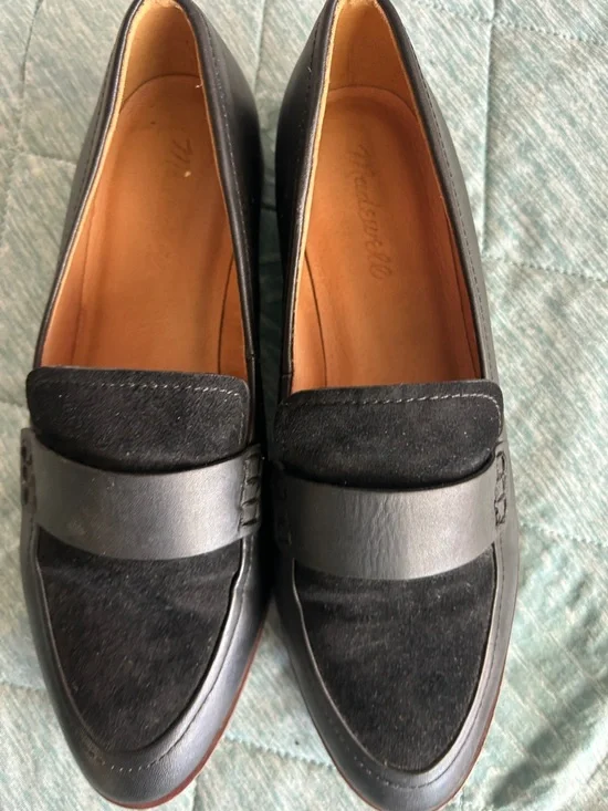 Madewell Black Leather & Suede Penny Loafers - Picture 6 of 7